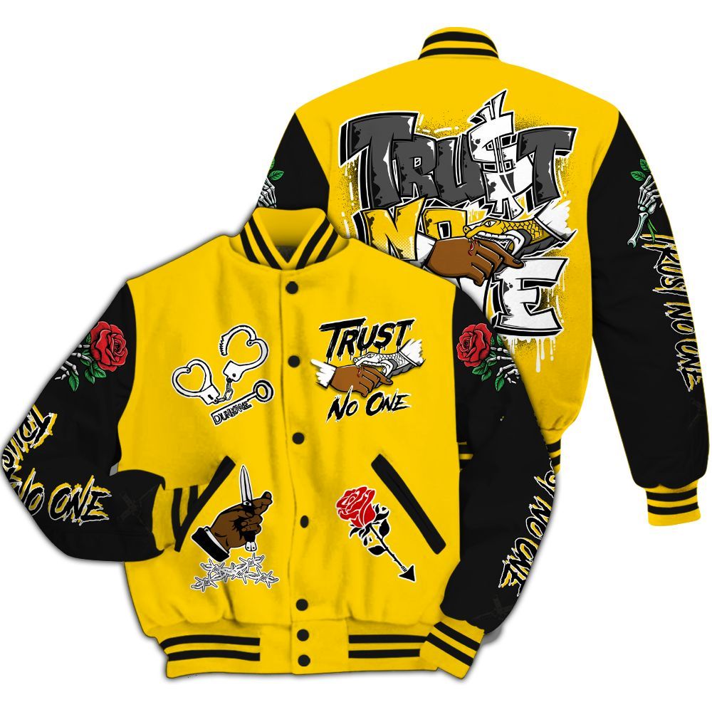 Varsity Jacket To Match Corteiz Air Max 95 Tour Yellow - Trust No One Dripping All Over Print