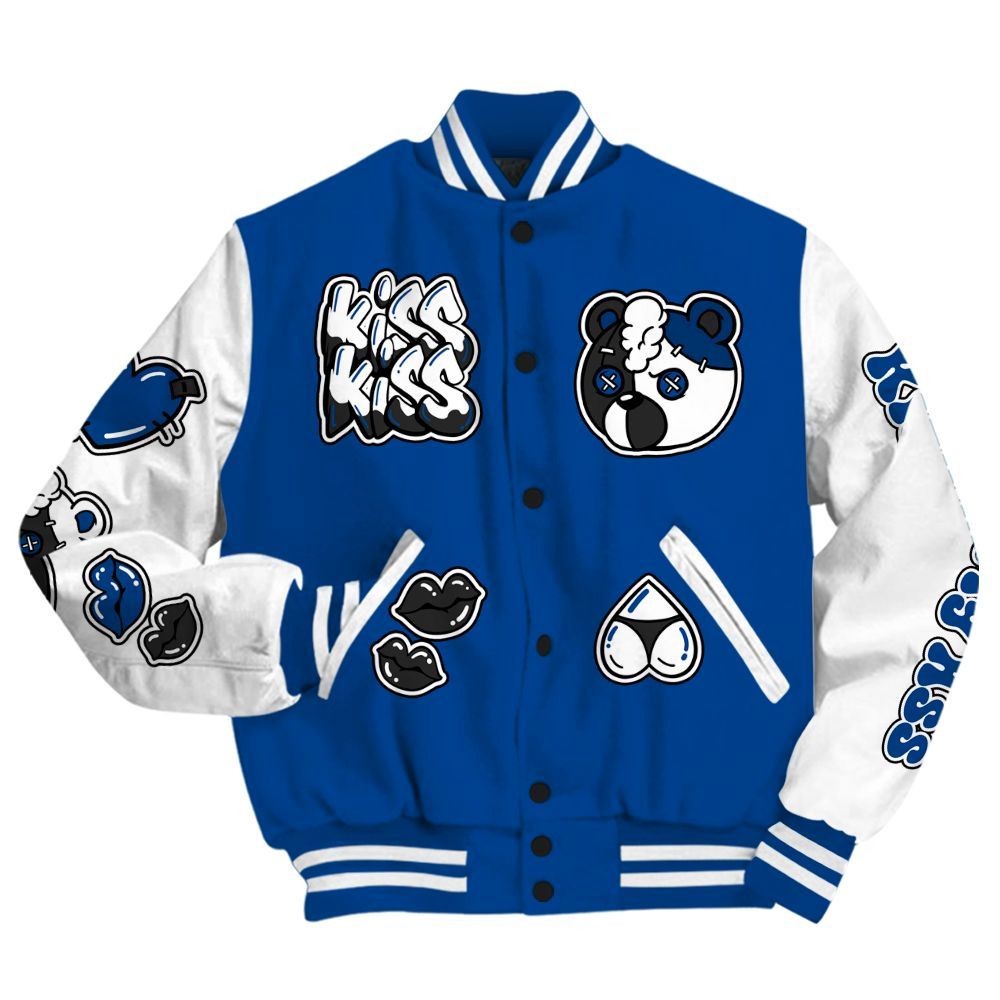 Varsity Jacket To Match Low 85 Royal 1s - Kiss My Hugz All Over Print