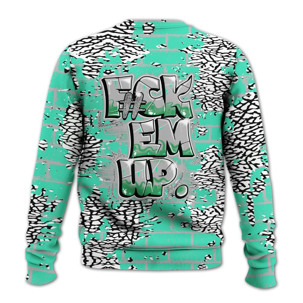 Sweatshirt To Match Black Green Glow 3s - F#ck Em Graphic Brick Art All Over Print