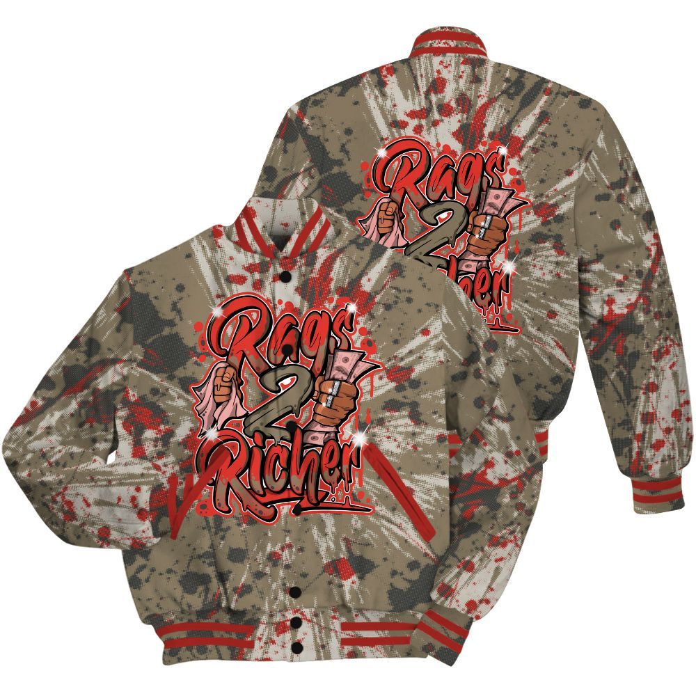 Varsity Jacket To Match Olive 9s Shirt - Rag 2 Rich Graphic Luxury All Over Print