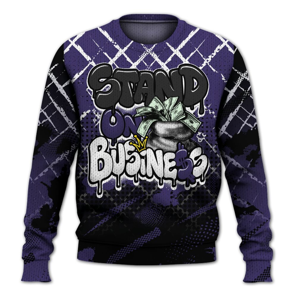 Knitted Sweater To Match Retro Court Purple 13s - Halftone Stand Business Dripping