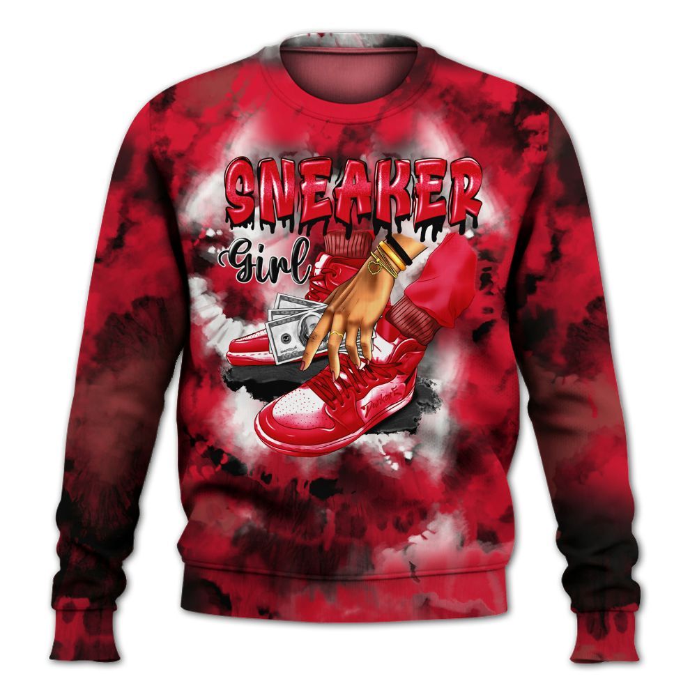 Sweatshirt To Match Air Max Sunder Gore Tex Fire Red - SNEAKER Girl Money Drip Tie Dye All Over Print