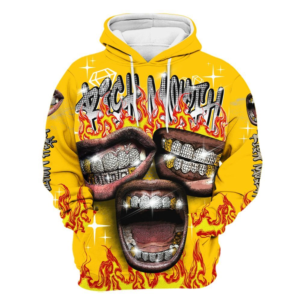 Hoodie To Match Vivid Sulfur 4s - Rich Mouth Fire Rap Retro 90s All Over Print