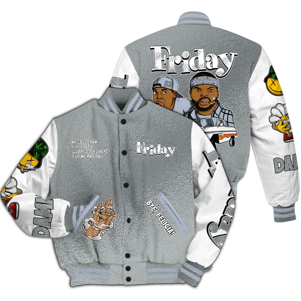 Varsity Jacket To Match White Metallic 2026 5s - Friday Sneaker Stress Style All Over Print
