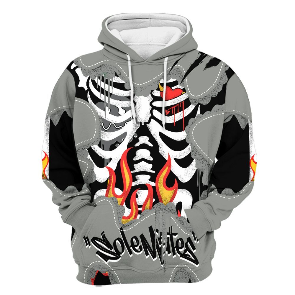 Hoodie To Match Paris Olympics 4s - Skeleton Burning Heart Drip All Over Print