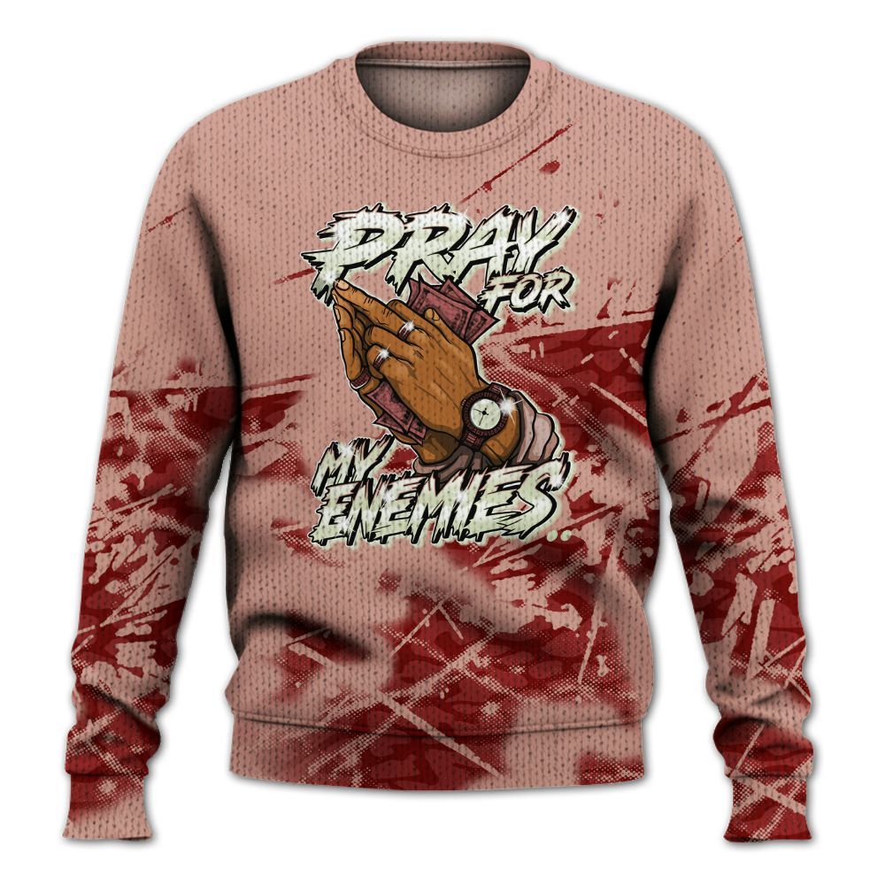 Knitted Sweater To Match Valentines Day 3s - Prayed For Enemies Graphic