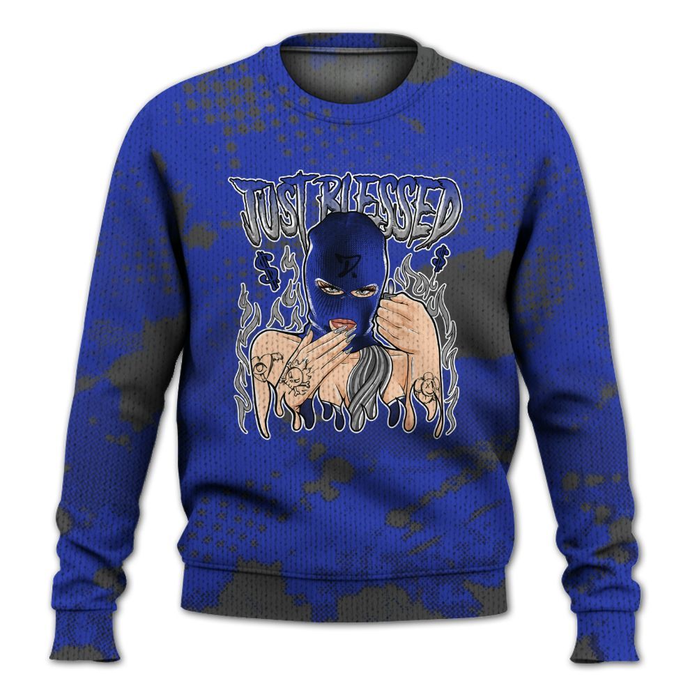 Knitted Sweater To Match Air Max Plus Black Racer Blue - Blessed!! Smoke Dot