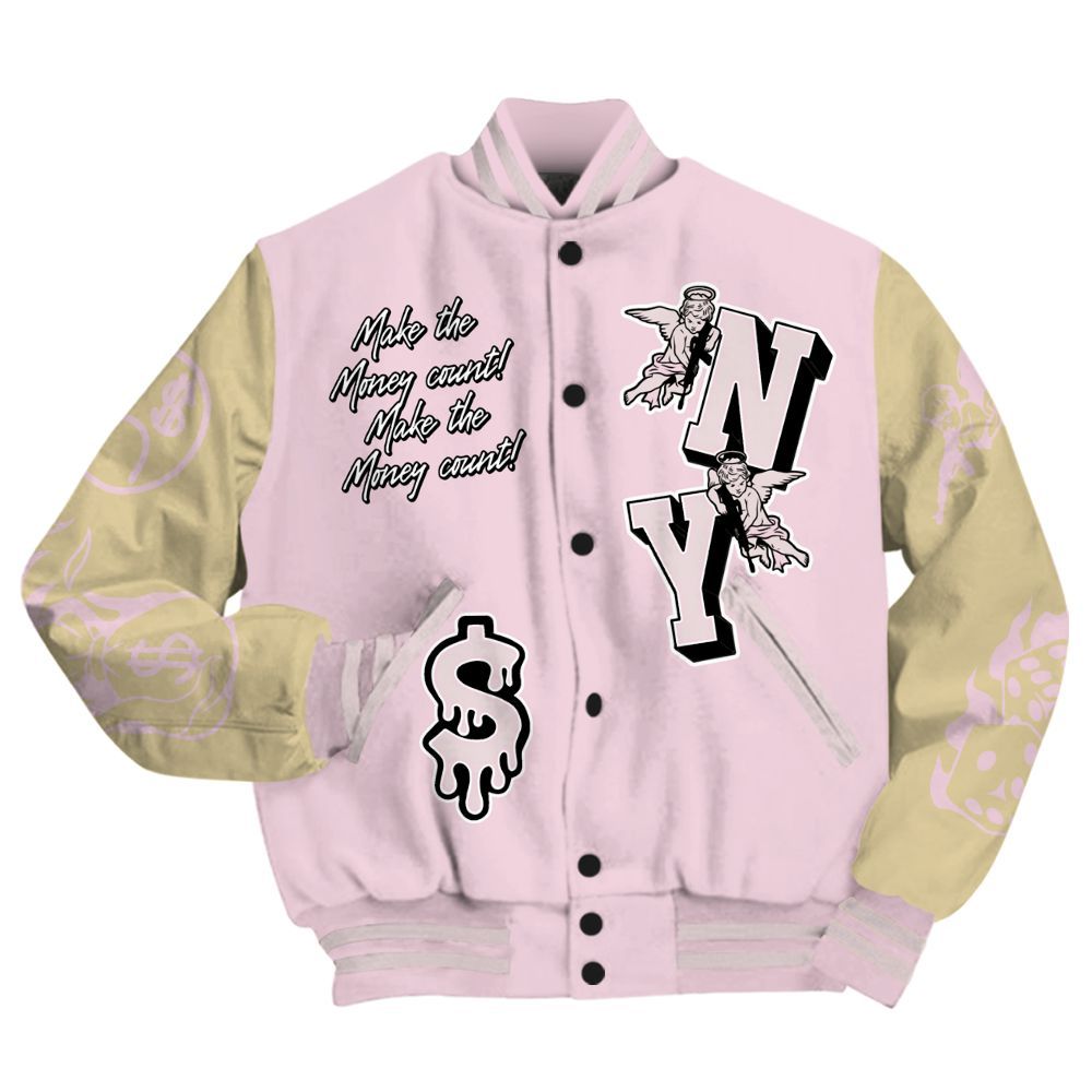 Varsity Jacket To Match Denim Iced Carmine 4s - Paid In Full Money Graphic Varsity Jacket All Over Print