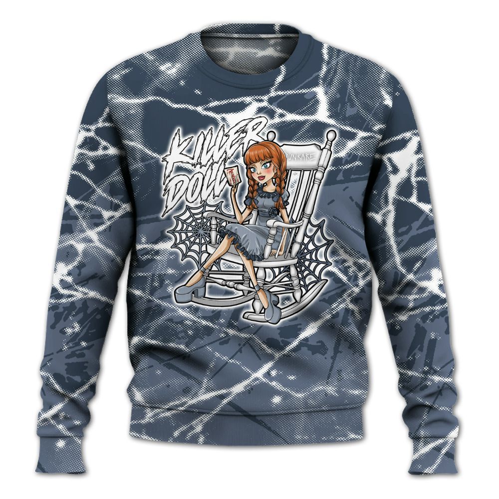 Sweatshirt To Match Low Diffused Blue 11s - Killer Doll-A Halloween Profound All Over Print
