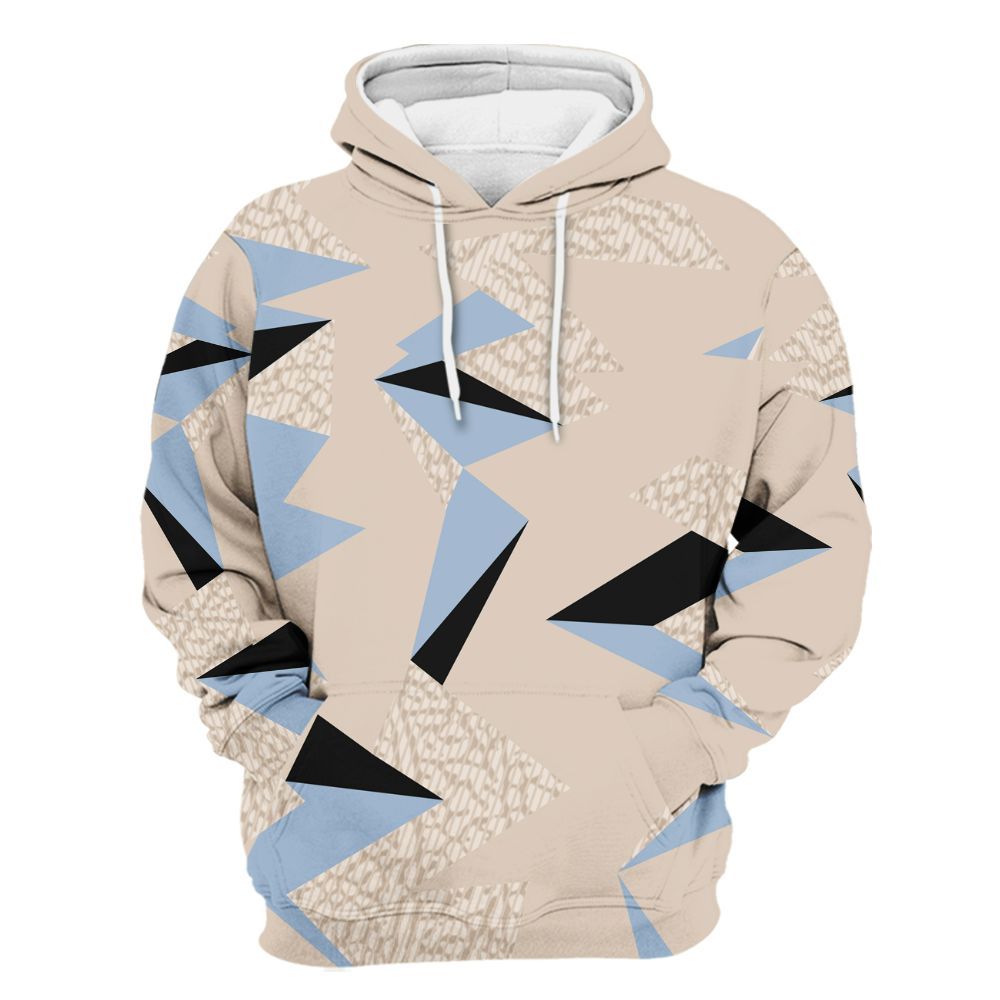 Hoodie To Match Desert Sand 3s - Geometric Camouflage Pattern All Over Print