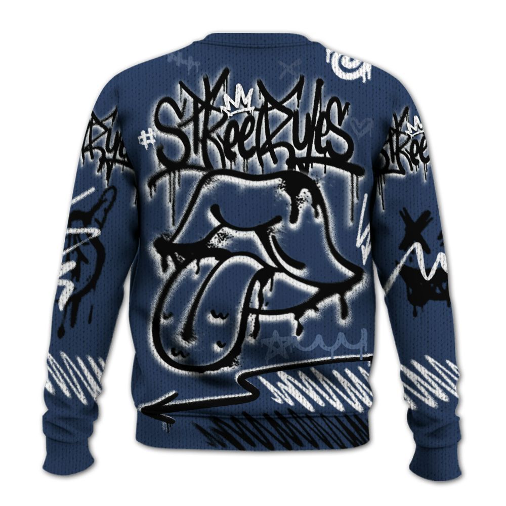 Knitted Sweater To Match Low 85 Metallic Blue 1s - Break Rules Streetwear