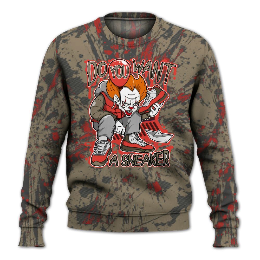 Sweatshirt To Match Olive 9s - Clown Scary Sneakers Graphic Halloween All Over Print