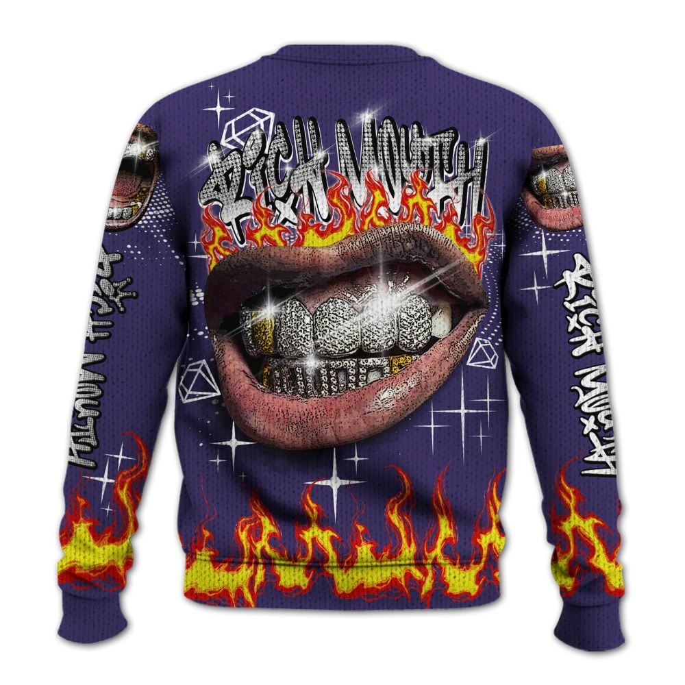 Knitted Sweater To Match Retro Court Purple 13s - Rich Mouth Fire Rap Retro 90s
