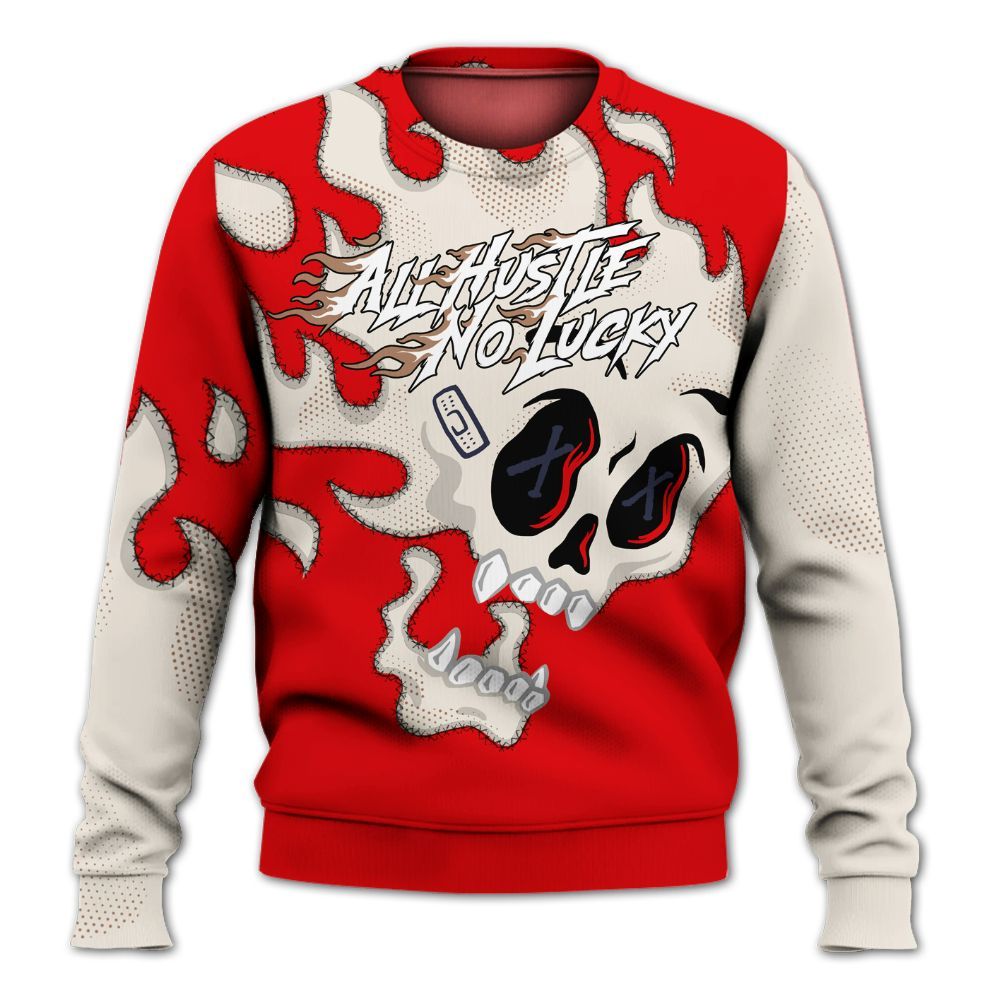 Sweatshirt To Match Low OG Howard University 1s - All Hustle No Lucky Skull All Over Print