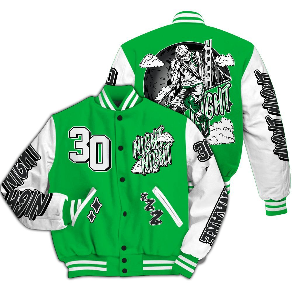Varsity Jacket To Match Lucky Green 5s - Seeya Skeleton All Over Print