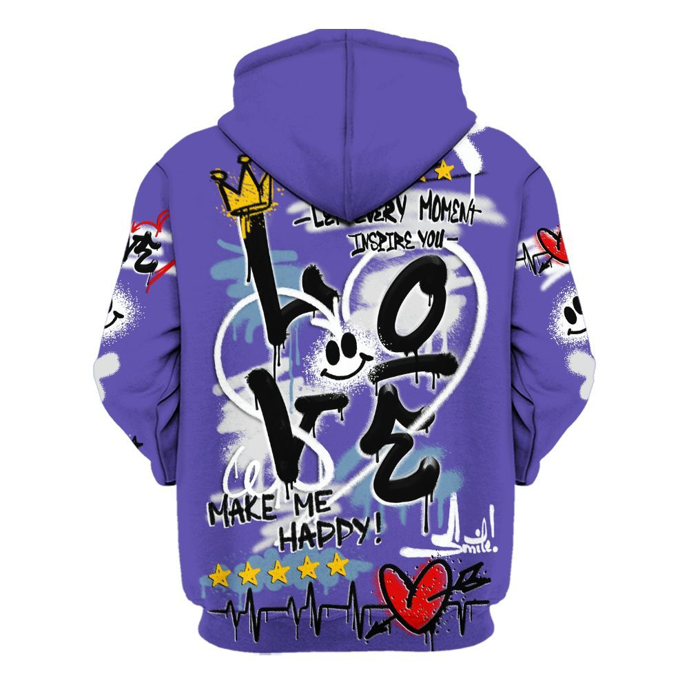 Hoodie To Match Retro Concord 5s - Happy Love Beats Graffiti Streetwear All Over Print