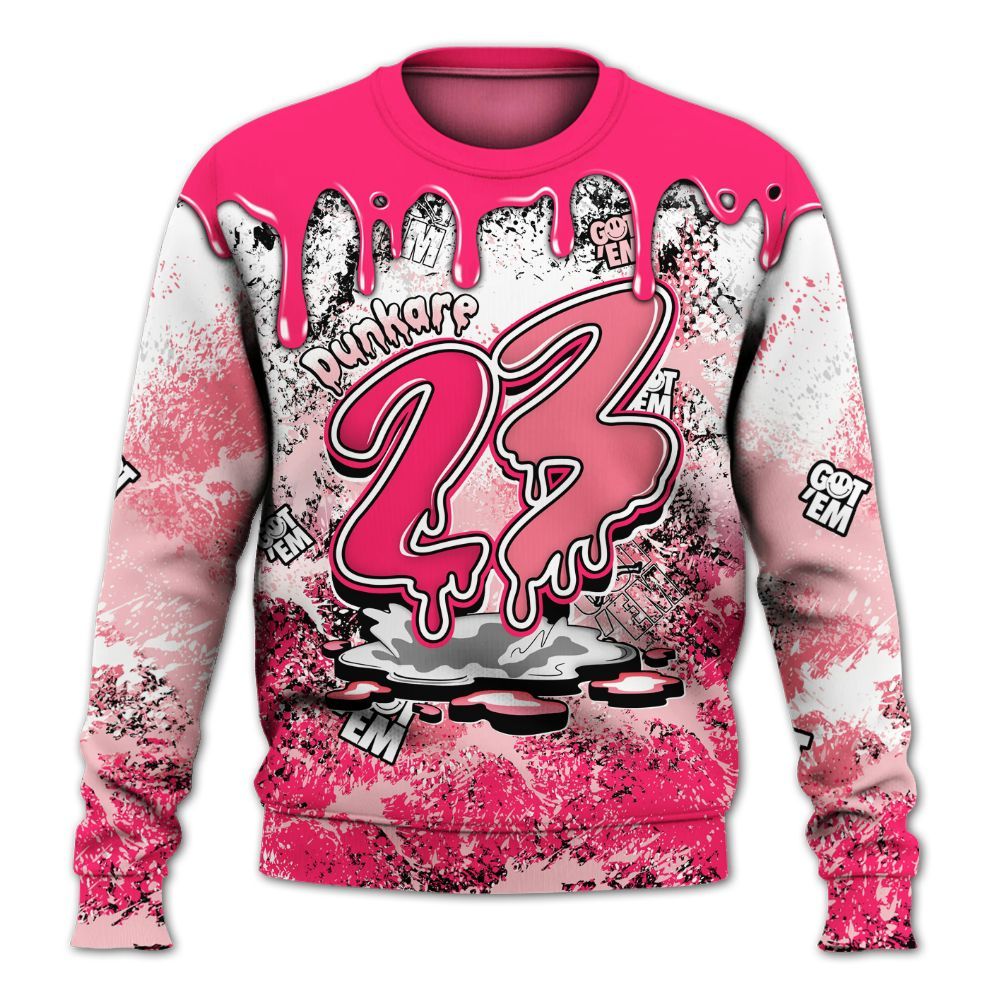 Sweatshirt To Match A'One Hyper Pink Shirt, Dripping 23 Drip All Over Print
