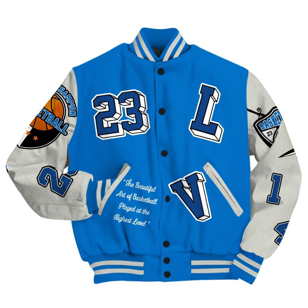 Varsity Jacket To Match Blueberry 12s - The GOAT Got Em Streetwear All Over Print