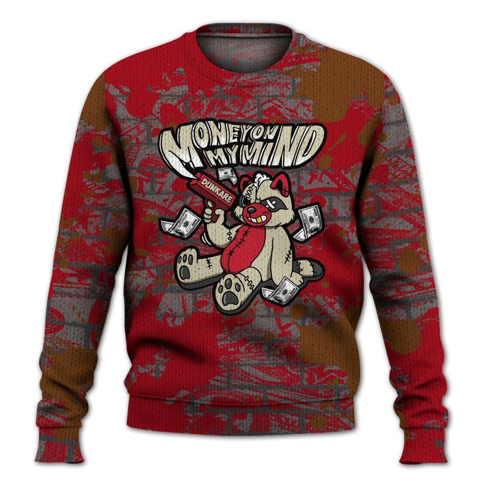 Knitted Sweater To Match Archaeo Brown 5s - Money On My Mind Raccoon Brick