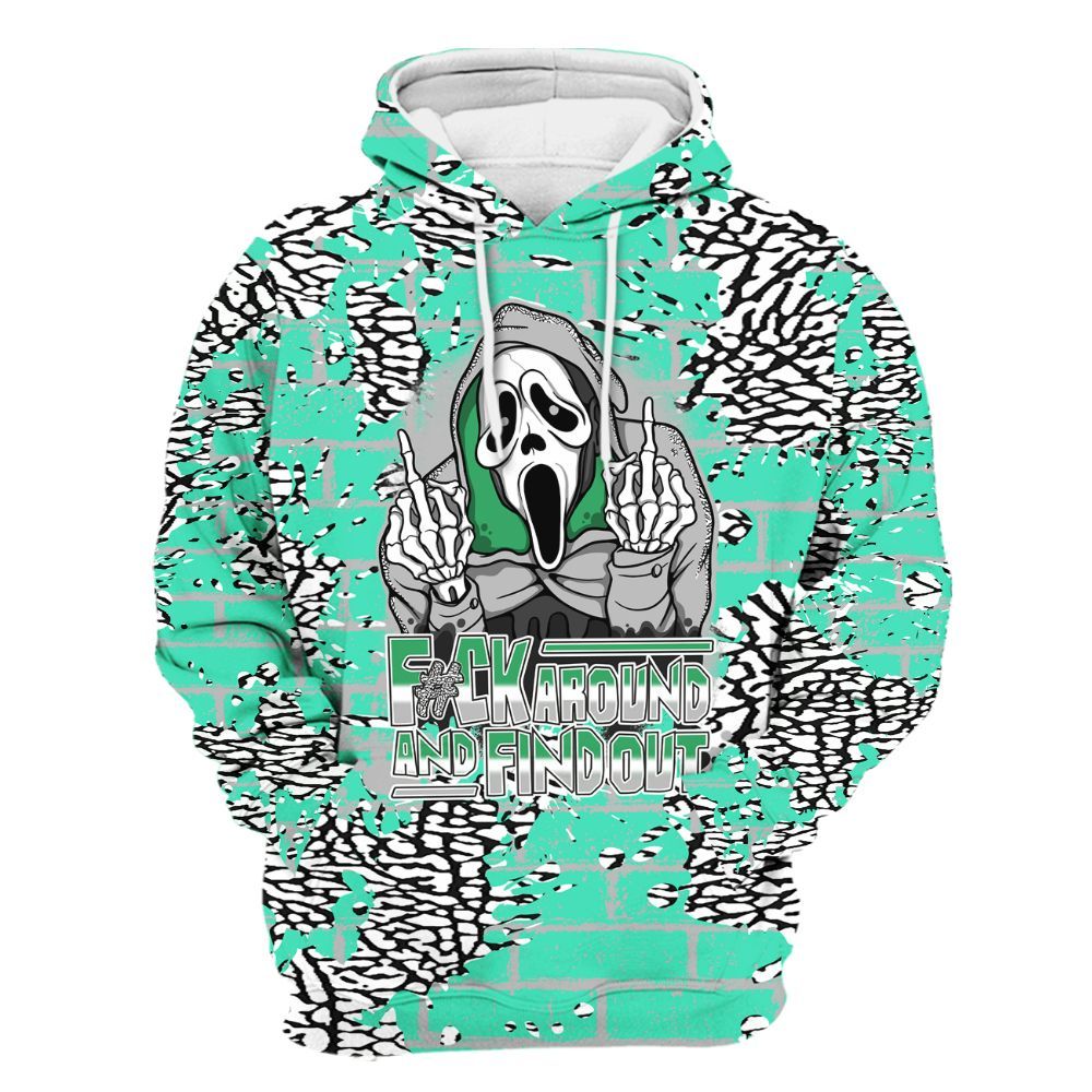 Hoodie To Match Black Green Glow 3s - F#CK And Find Out Graphic Halloween All Over Print