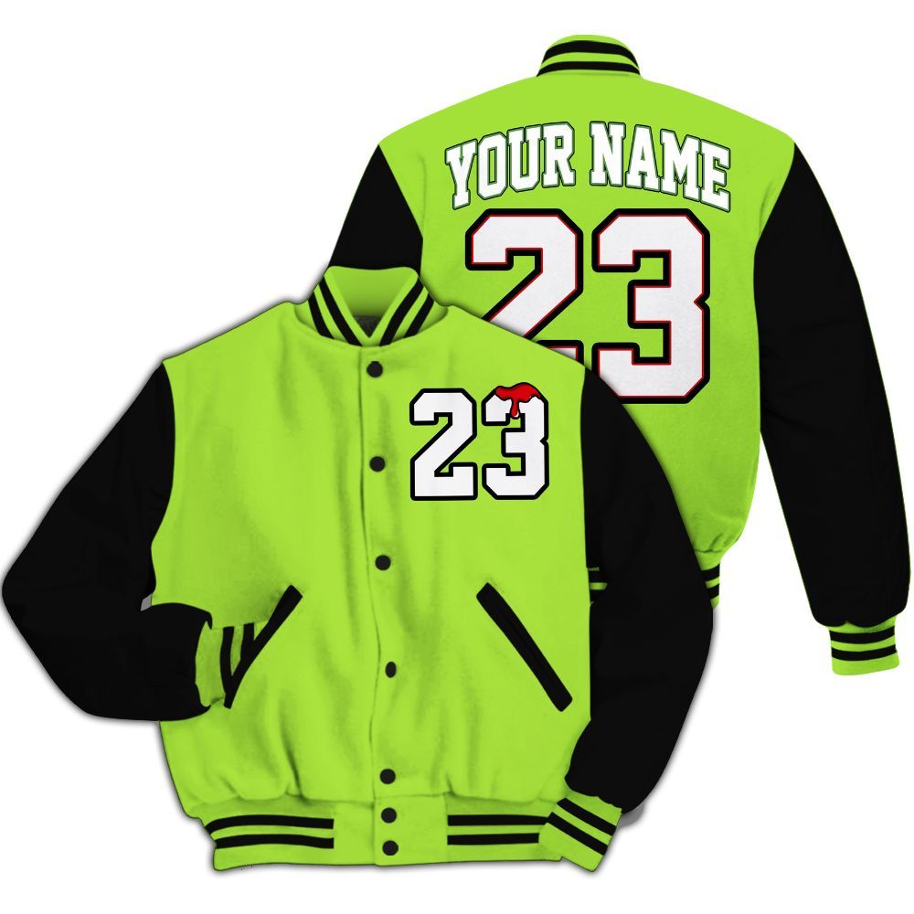 Varsity Jacket To Match Kobe 6 SE Grinch - Custom Name Number 23 Drip All Over Print