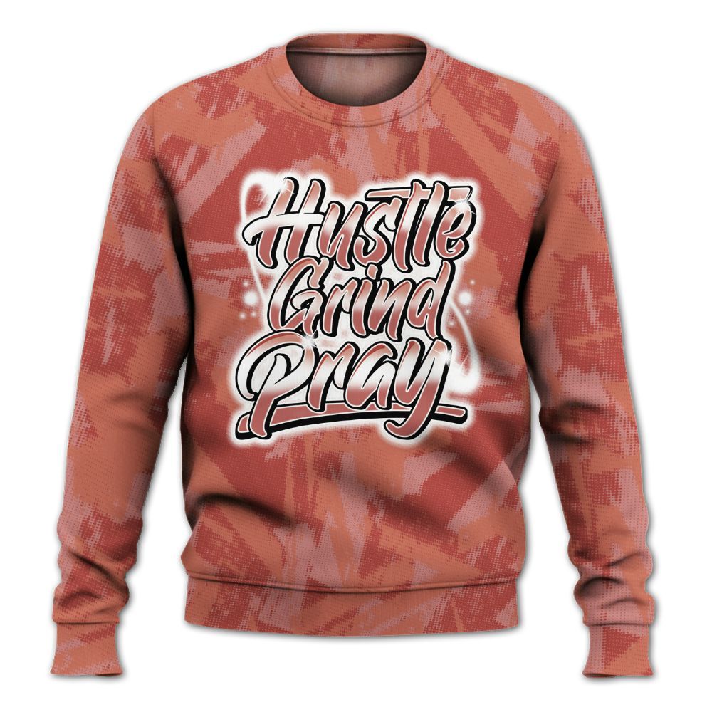Sweatshirt To Match Dune Red 13s - Hustles And Prayer Graphic Halftone All Over Print