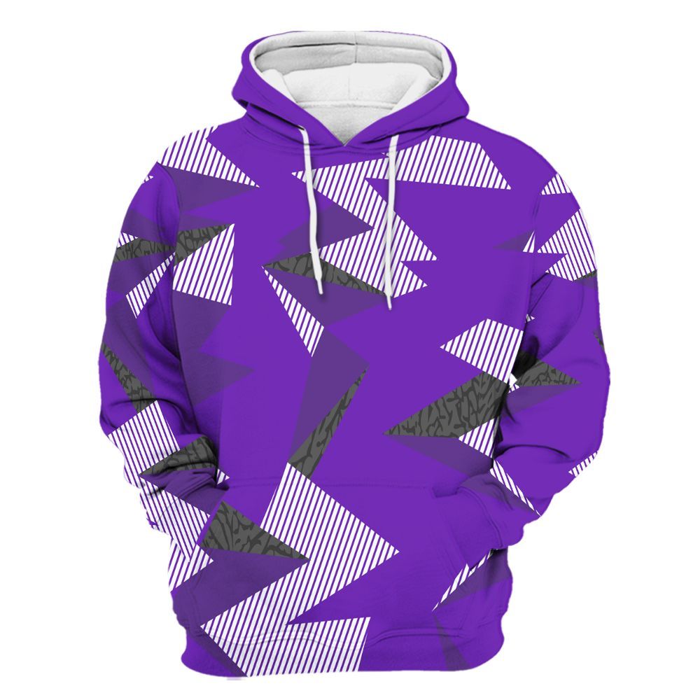 Hoodie To Match Retro Dark Iris 3s - Geometric Camouflage Pattern All Over Print