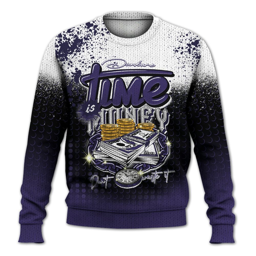 Knitted Sweater To Match Retro Court Purple 13s - Halftone Time Is Money
