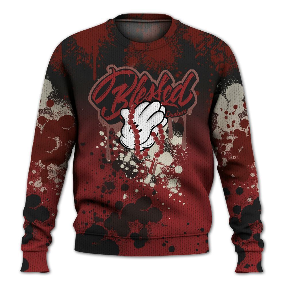 Knitted Sweater To Match High 85 Bred 1s - God Blessed Ink Drip