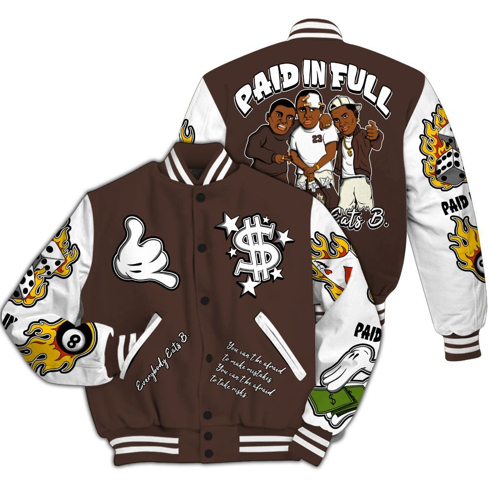 Varsity Jacket To Match SoleFly Cafecito 12s - Funny Everybody Paid In Full Graphic All Over Print