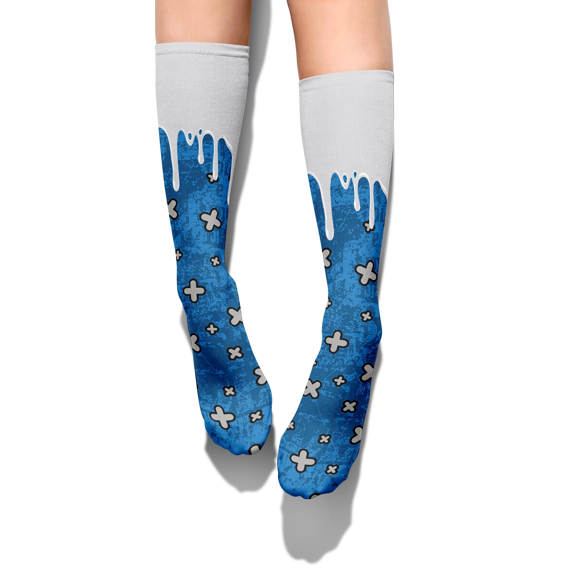 Sock To Match Industrial Blue 4s - Dripping Signs Graphic Unisex