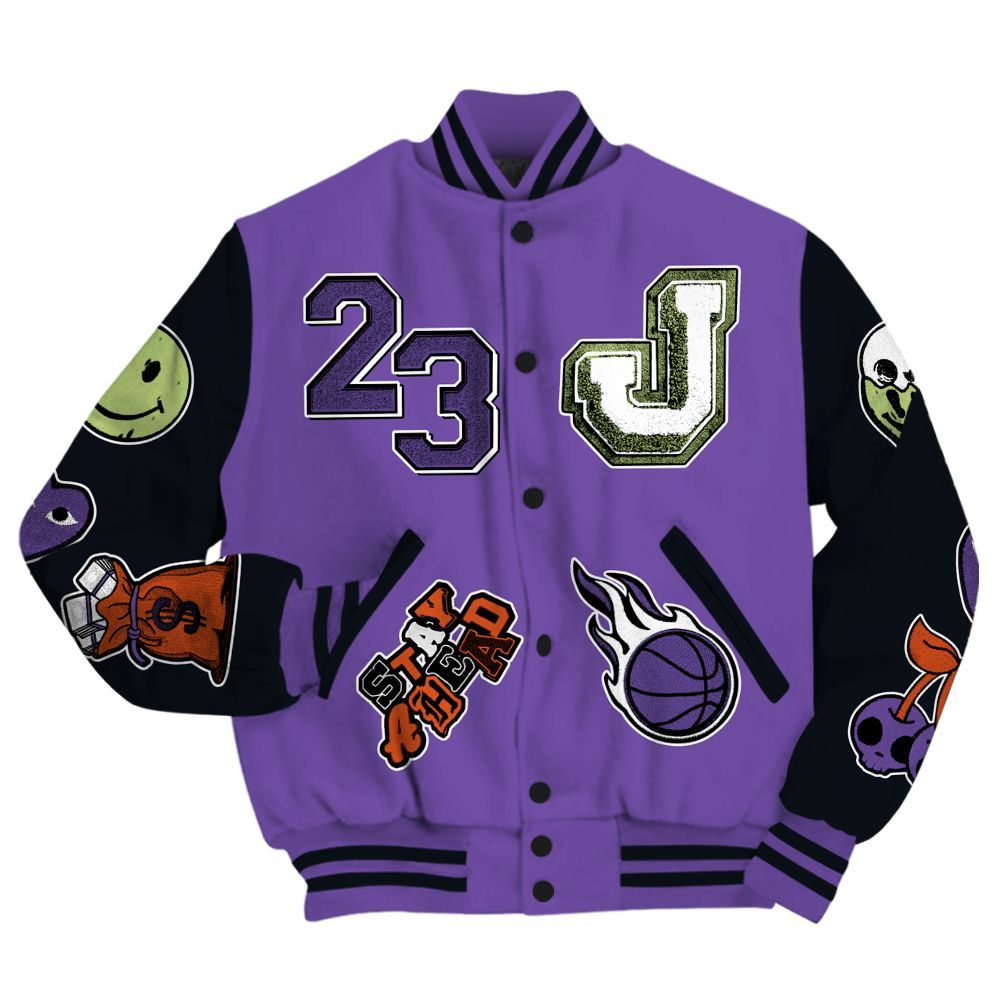 Varsity Jacket To Match Canyon Purple 4s - Hustles Money Number 23 All Over Print