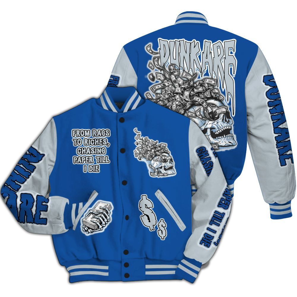Varsity Jacket To Match Low Space Royal 11s - From Rags To Riches All Over Print
