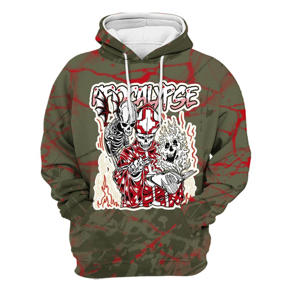 Hoodie To Match Travis Scott Low OG Medium Olive 1s - Apocalypse Skeleton Profound All Over Print