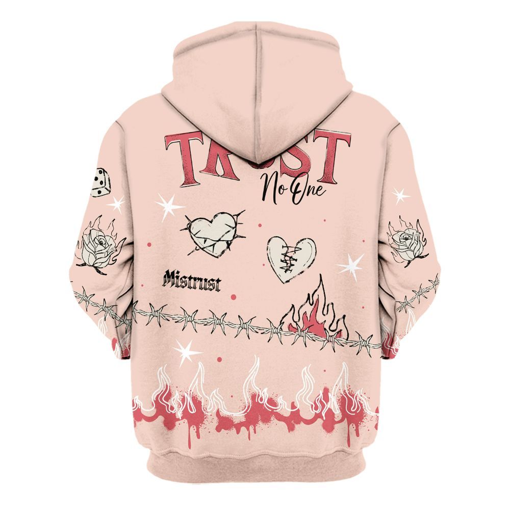 Hoodie To Match Washed Coral 2s Shirt, Trust No One Snake-Bite Doodle Crayon All Over Print