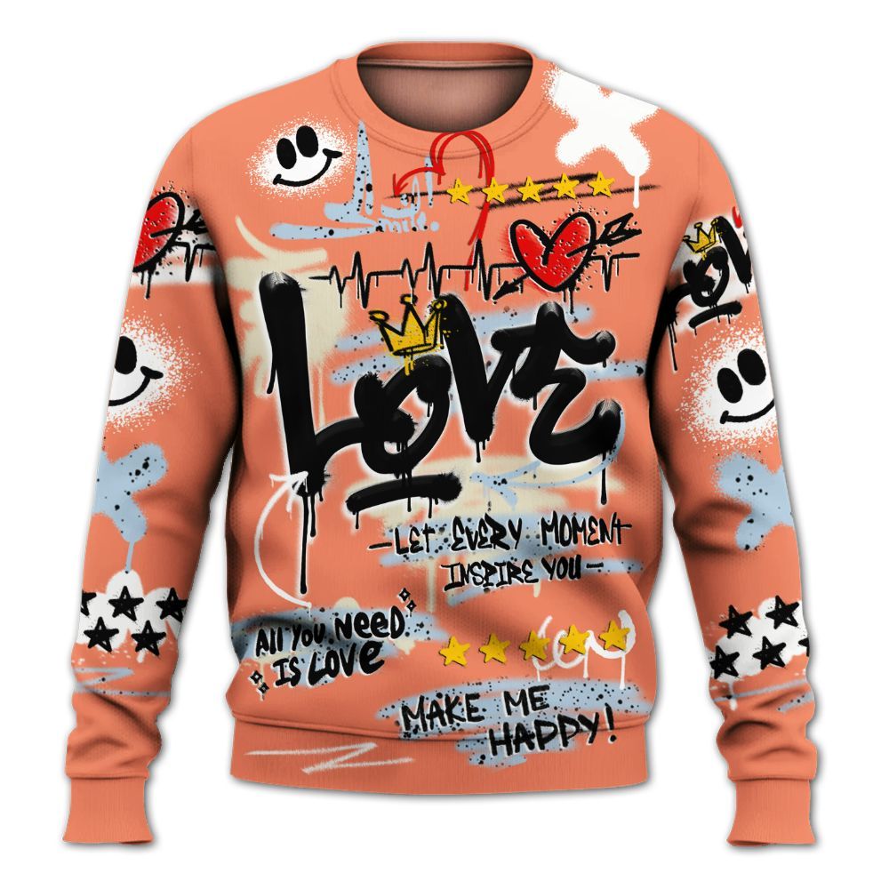 Sweatshirt To Match DJ Khaled Crimson Bliss 5s - Happy Love Beats Graffiti Streetwear All Over Print