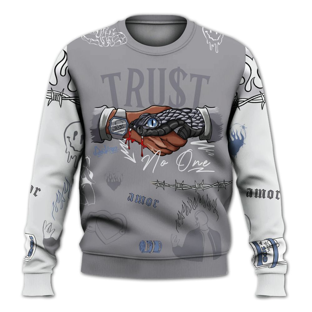 Sweatshirt To Match Low Cement Grey 11s - Snake Trust No One All Over Print