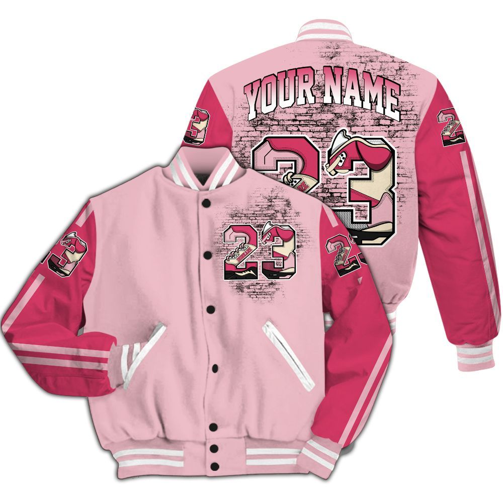 Varsity Jacket To Match Low OG Tropical Pink 1s - Custom Name Number 23 5s All Over Print