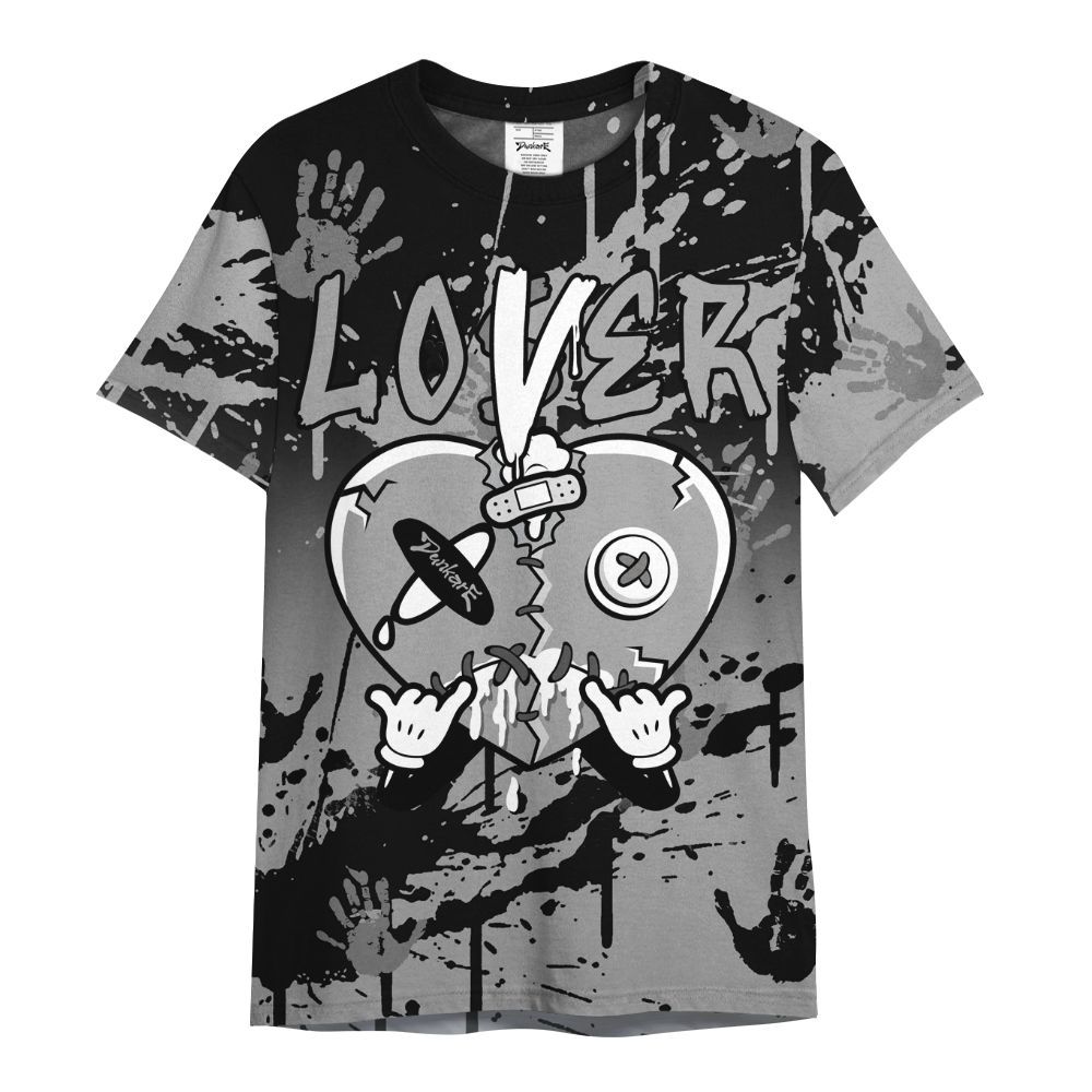 Shirt To Match Black Wolf Grey 12s - Loser Lover Drip Heart All Over Print