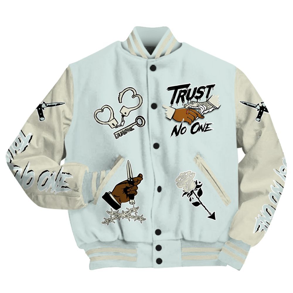 Varsity Jacket To Match Pure Platinum 4s - Trust No One Dripping All Over Print