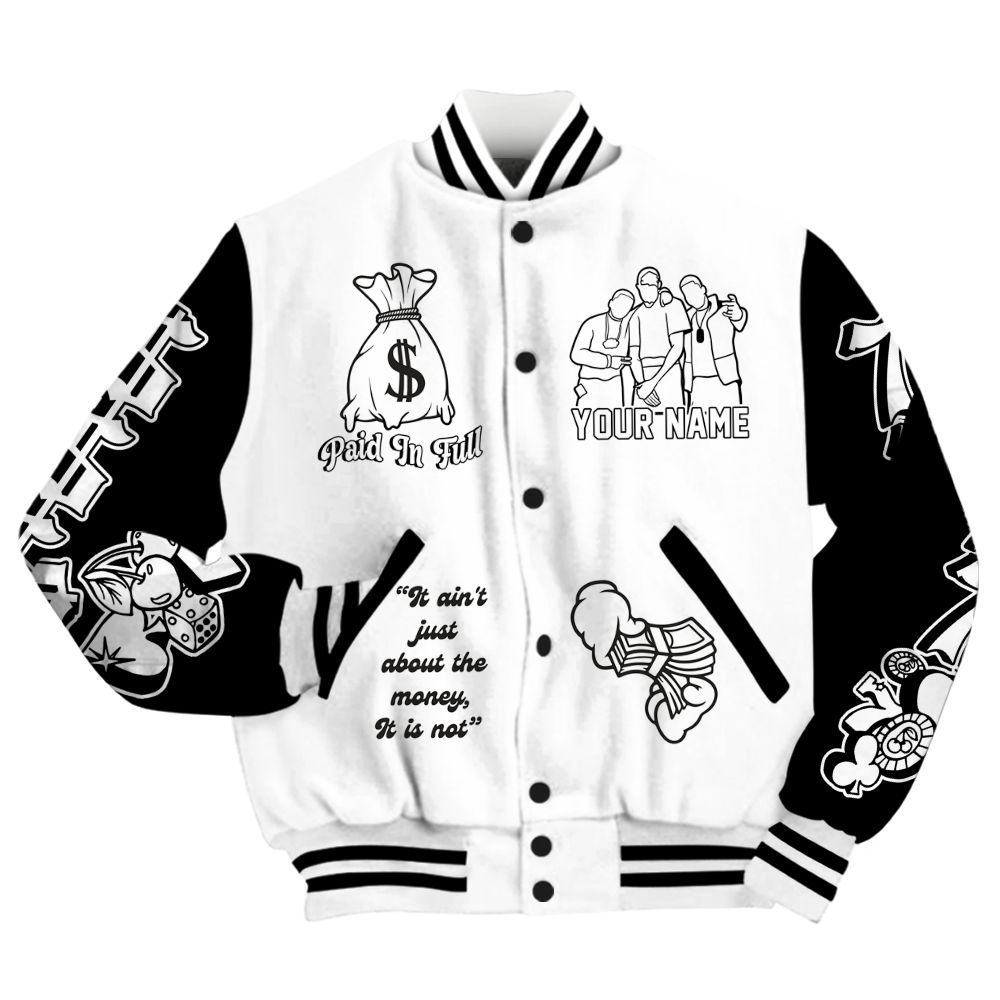 Varsity Jacket To Match Retro Reverse Metallic 5s - Paid In Full Baseball Varsity Jacket Custom Name All Over Print