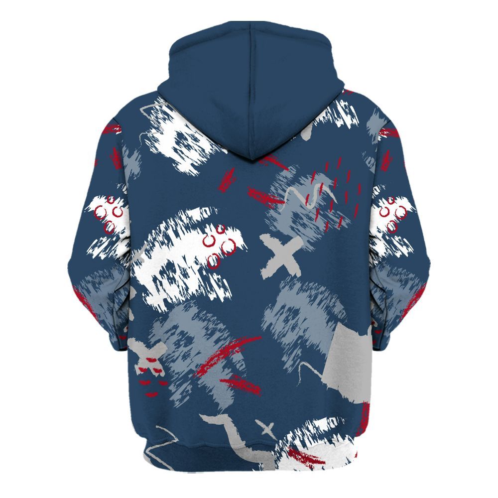 Hoodie To Match Retro French Blue 2025 12s - Hustle Grind Pray All Over Print