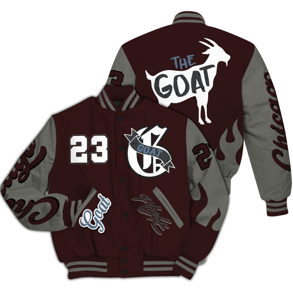 Varsity Jacket To Match Burgundy 5s - The G.O.A.T Flight Streetwear All Over Print