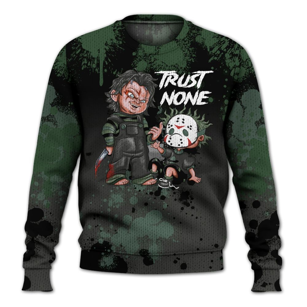 Knitted Sweater To Match Dunk Low Skateboards Black - Trust No One Scary