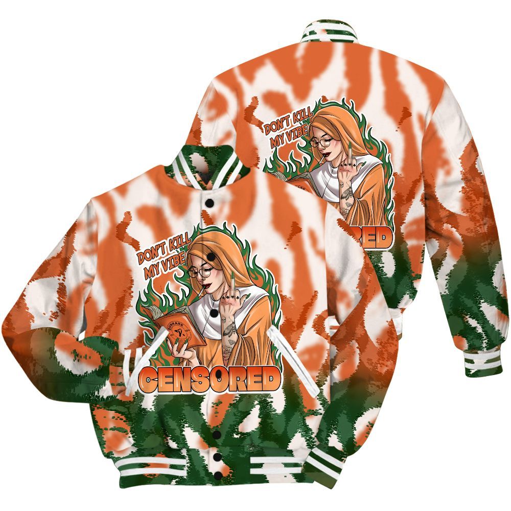Varsity Jacket To Match Low Miami 5s Shirt - Censoredz Burn All Over Print