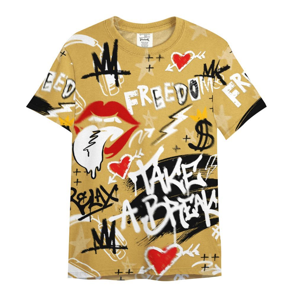 Shirt To Match Retro Light Ginger 14s - Take Break Freedom Graffiti Streetwear All Over Print