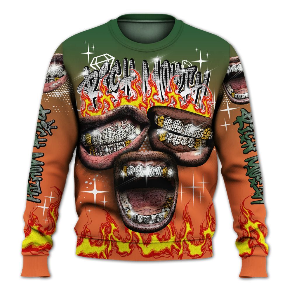 Sweatshirt To Match Low Miami 5s - Rich Mouth Fire Rap Retro 90s All Over Print