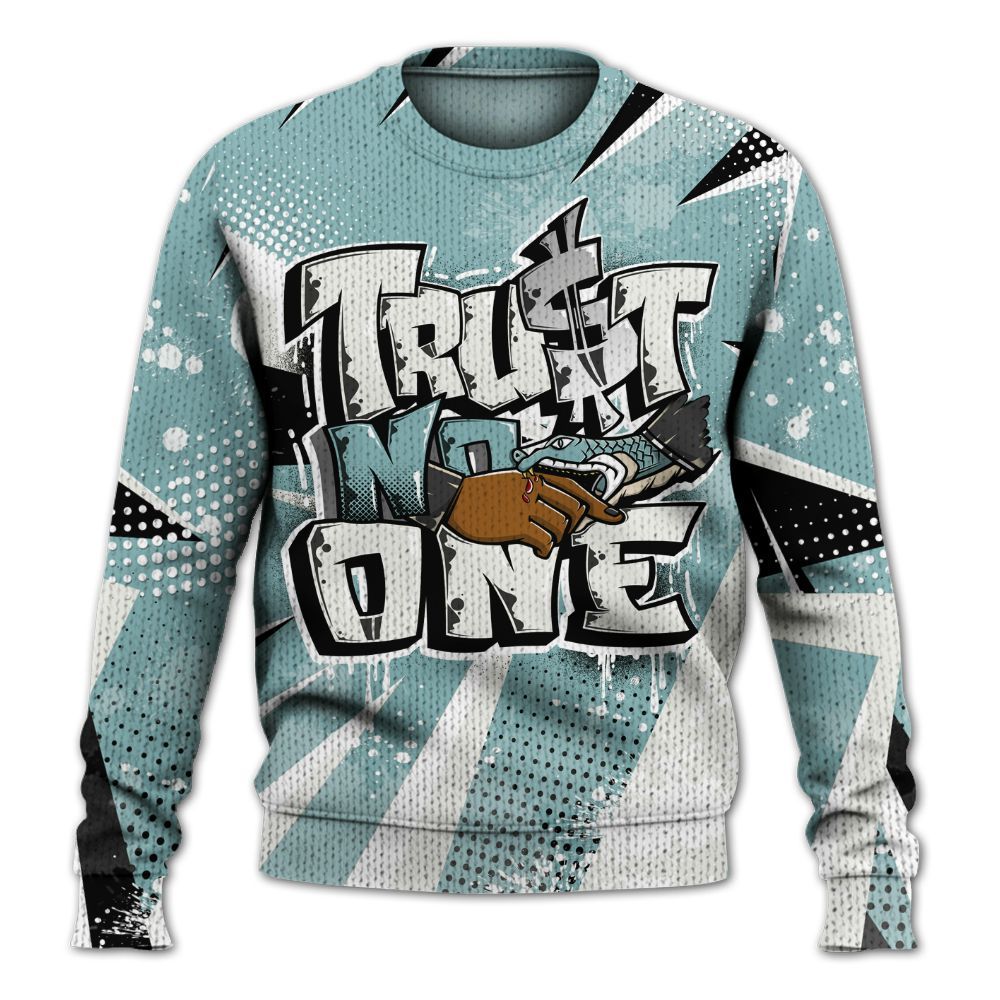 Knitted Sweater To Match Dunk Low Glacier Blue Pale Ivory - Poly Trust No One Dripping