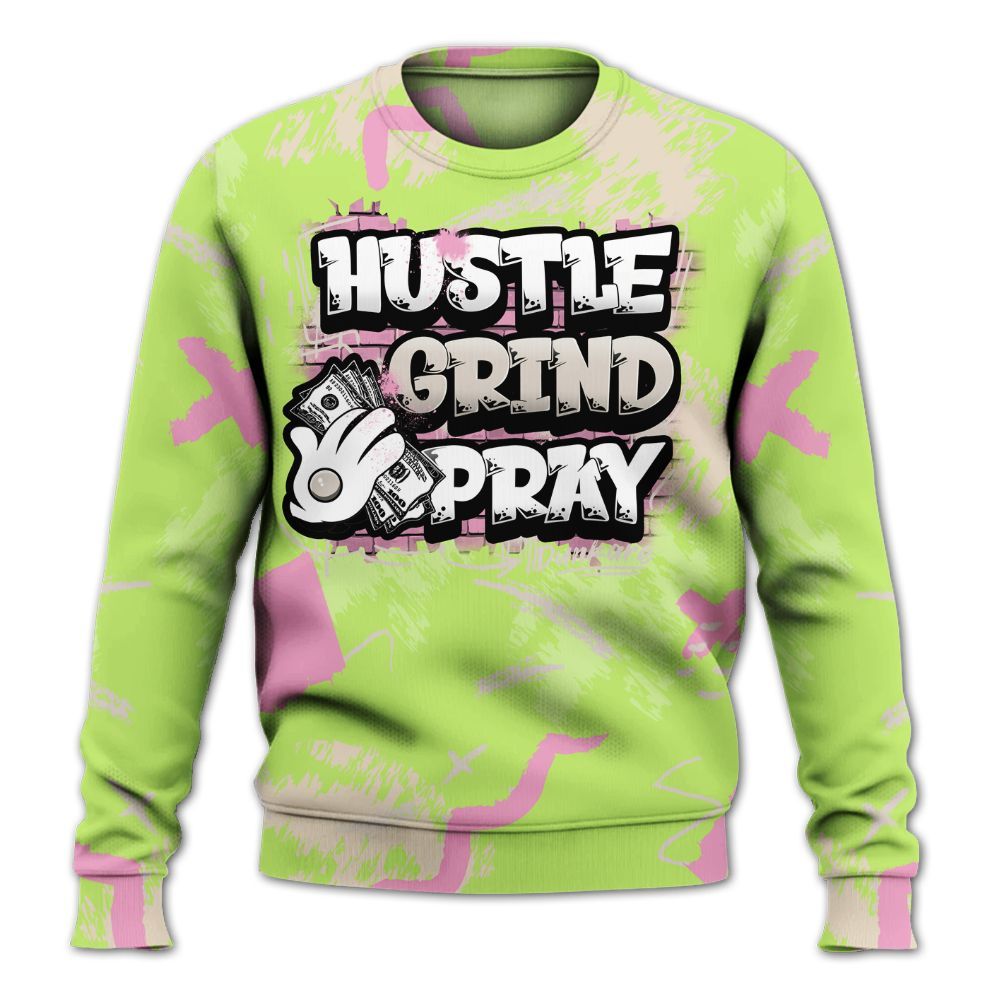 Sweatshirt To Match Jack Black Night Silver - Hustle Grind Pray Graphic Street Style All Over Print