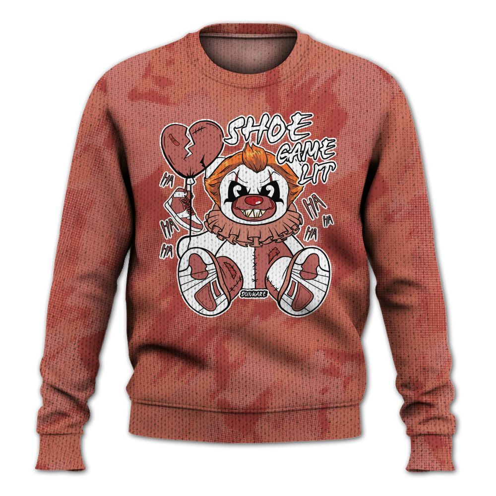 Knitted Sweater To Match Dune Red 13s - Shoe Game Bear Abstract Halftone